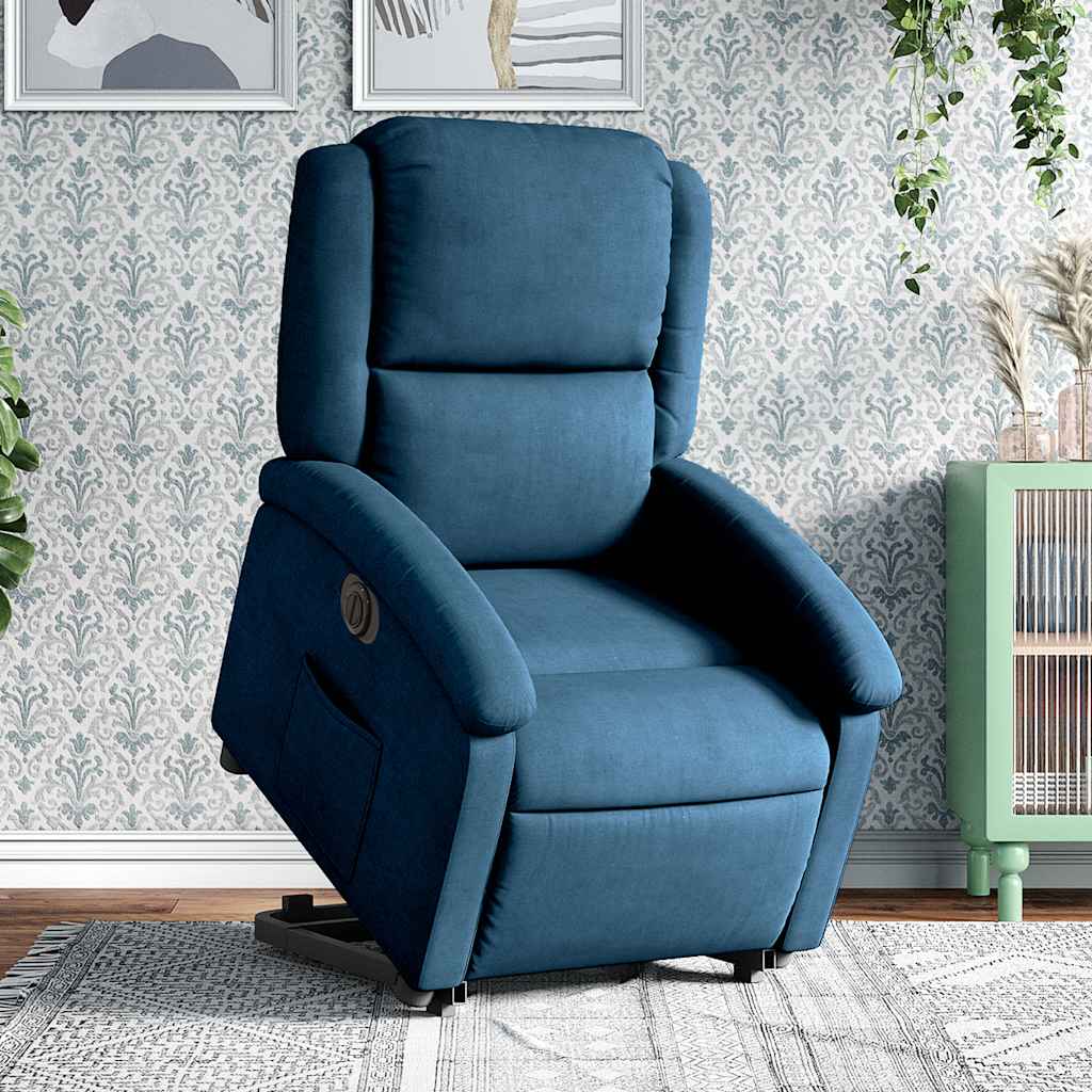 Sta-op-stoel elektrisch verstelbaar fluweel blauw is nu te koop bij PeponiXL, paradijselijk wonen!