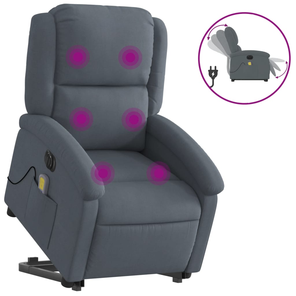 Sta-op-massagestoel elektrisch verstelbaar fluweel donkergrijs is nu te koop bij PeponiXL, paradijselijk wonen!