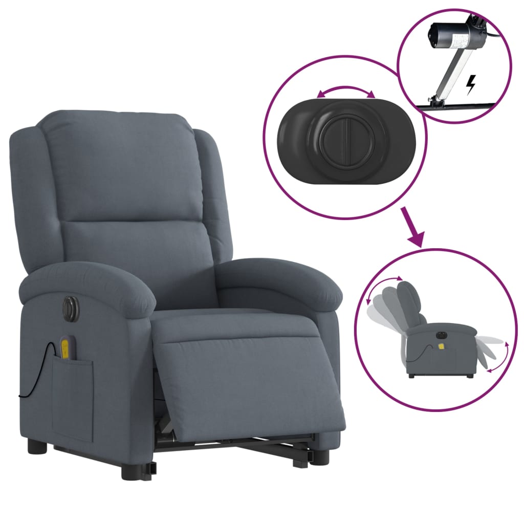 Sta-op-massagestoel elektrisch verstelbaar fluweel donkergrijs is nu te koop bij PeponiXL, paradijselijk wonen!