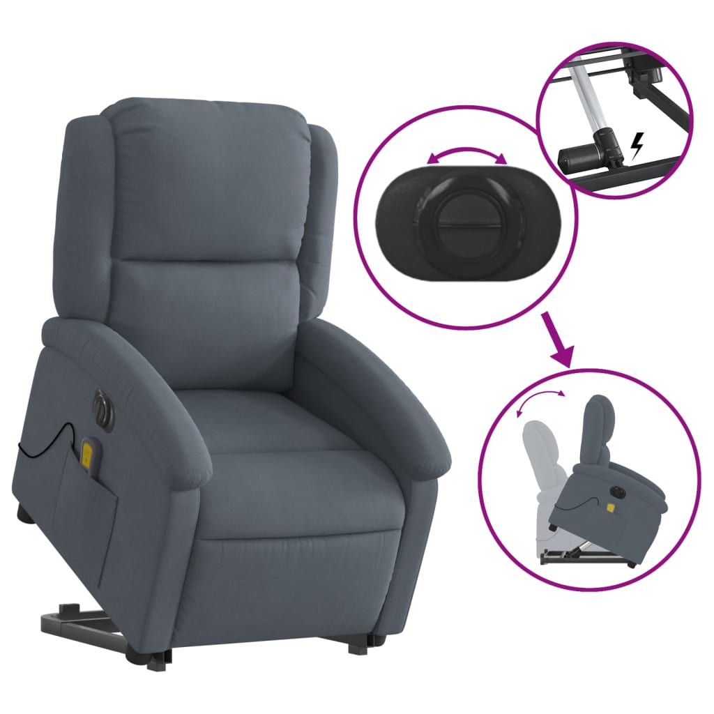 Sta-op-massagestoel elektrisch verstelbaar fluweel donkergrijs is nu te koop bij PeponiXL, paradijselijk wonen!
