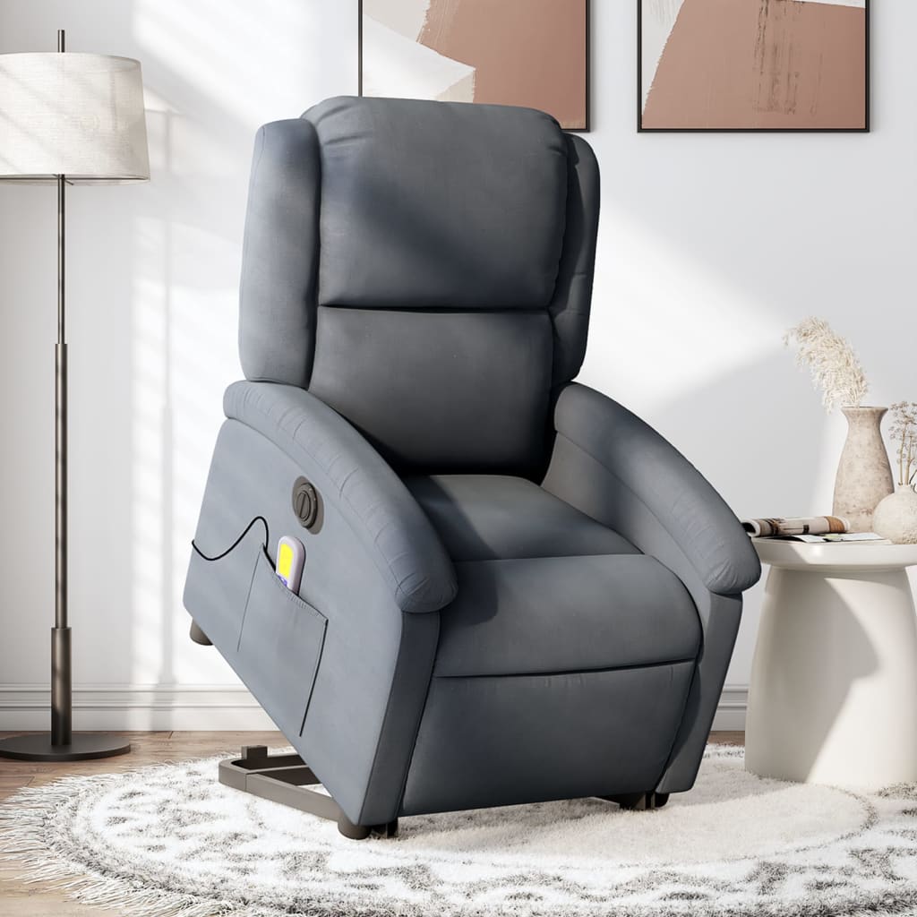 Sta-op-massagestoel elektrisch verstelbaar fluweel donkergrijs is nu te koop bij PeponiXL, paradijselijk wonen!