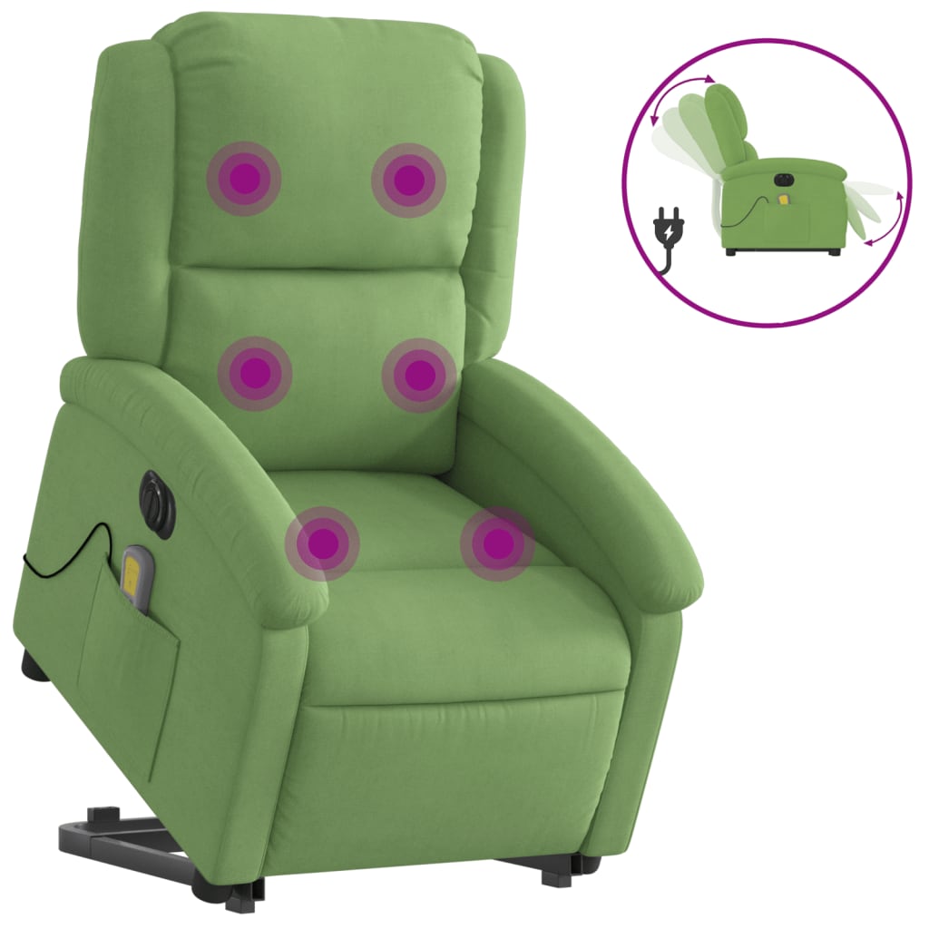 Sta-op-massagestoel elektrisch verstelbaar fluweel lichtgroen is nu te koop bij PeponiXL, paradijselijk wonen!