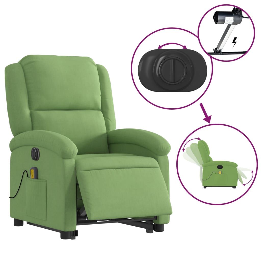 Sta-op-massagestoel elektrisch verstelbaar fluweel lichtgroen is nu te koop bij PeponiXL, paradijselijk wonen!