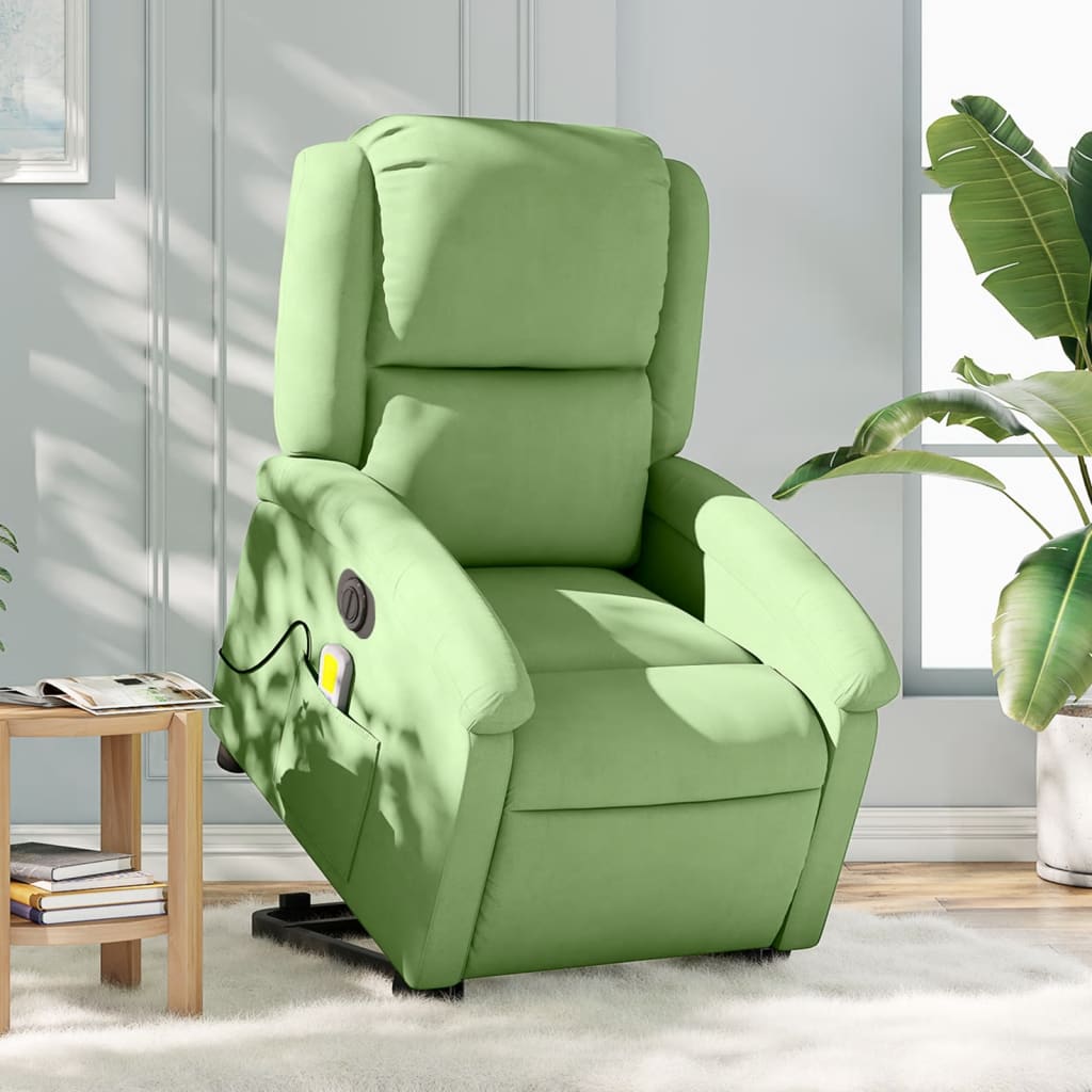 Sta-op-massagestoel elektrisch verstelbaar fluweel lichtgroen is nu te koop bij PeponiXL, paradijselijk wonen!