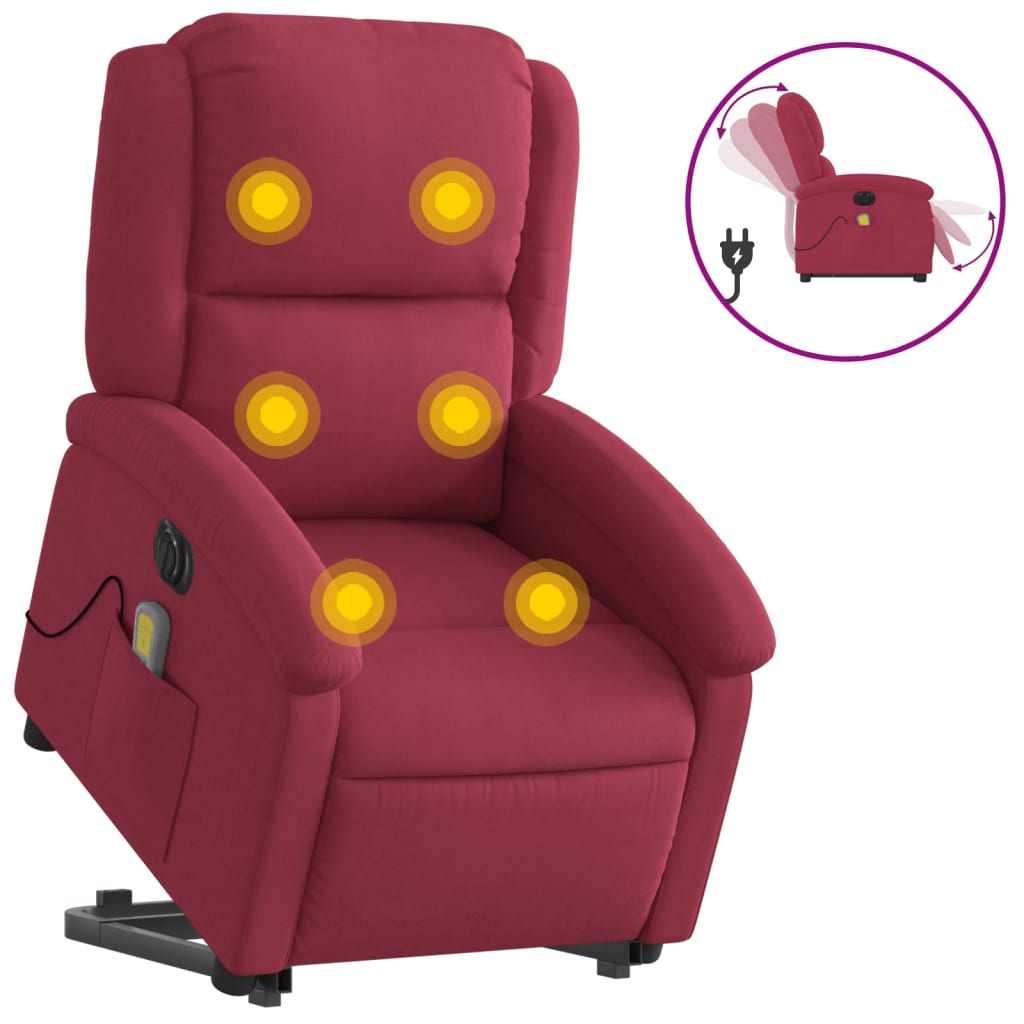 Sta-op-massagestoel elektrisch verstelbaar fluweel wijnrood is nu te koop bij PeponiXL, paradijselijk wonen!