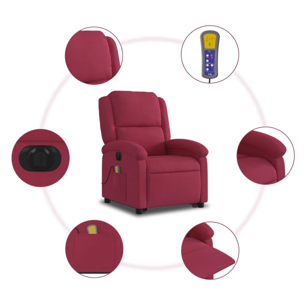 Sta-op-massagestoel elektrisch verstelbaar fluweel wijnrood is nu te koop bij PeponiXL, paradijselijk wonen!