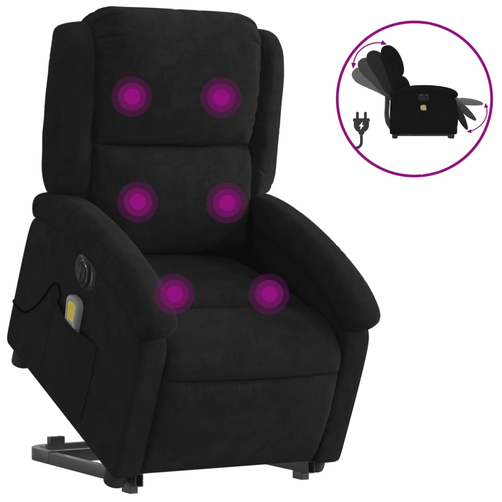 Sta-op-massagestoel elektrisch verstelbaar fluweel zwart is nu te koop bij PeponiXL, paradijselijk wonen!