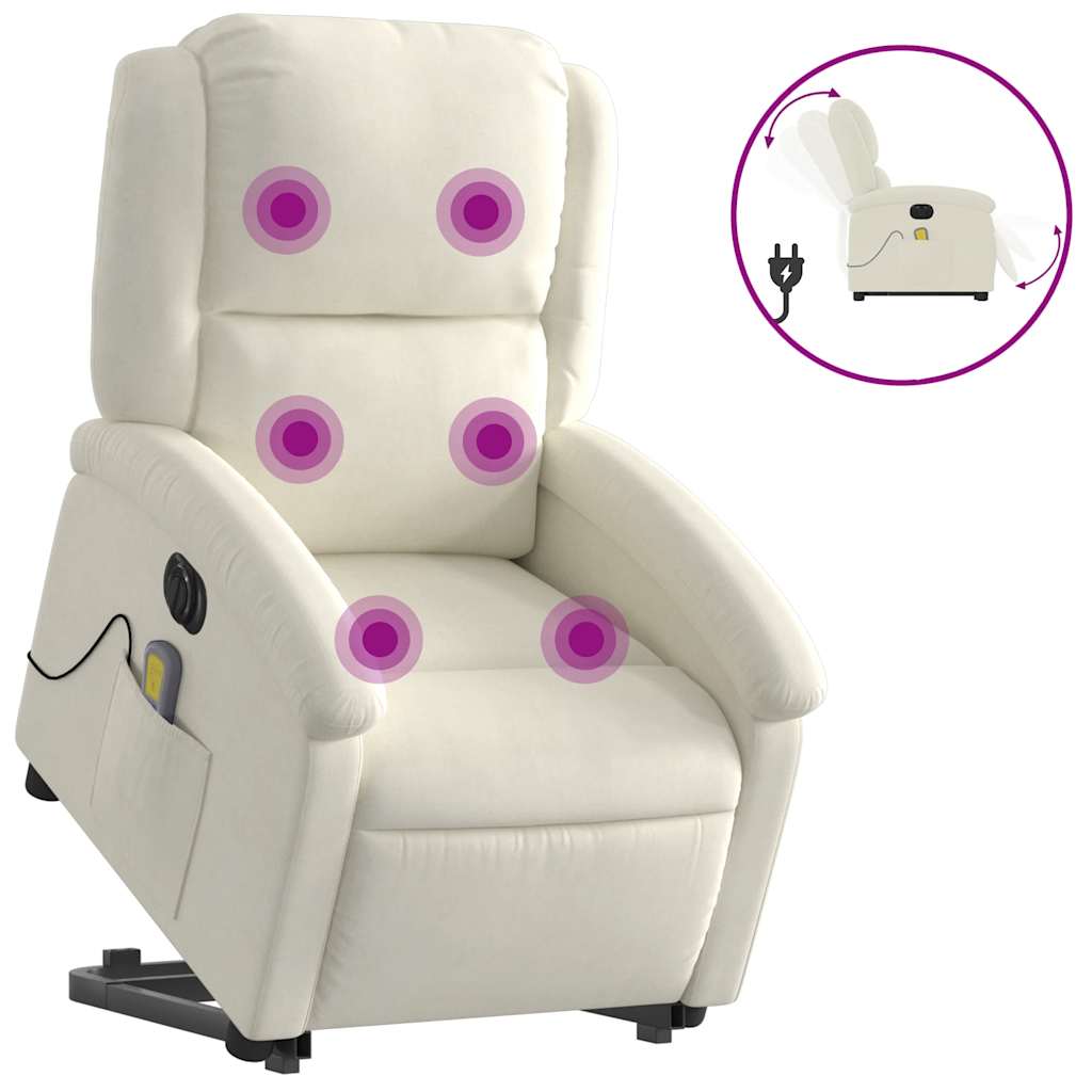 Sta-op-massagestoel elektrisch verstelbaar fluweel crèmekleurig is nu te koop bij PeponiXL, paradijselijk wonen!