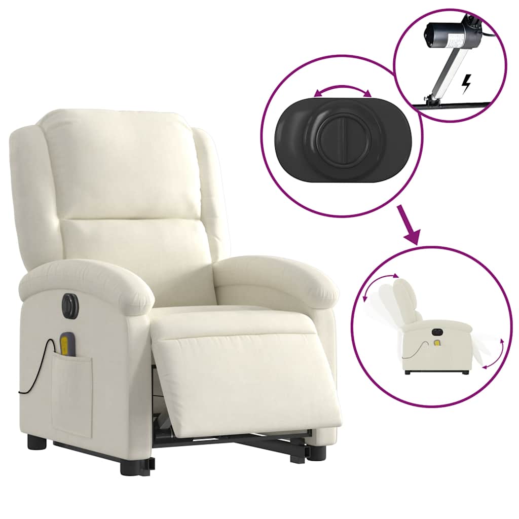 Sta-op-massagestoel elektrisch verstelbaar fluweel crèmekleurig is nu te koop bij PeponiXL, paradijselijk wonen!