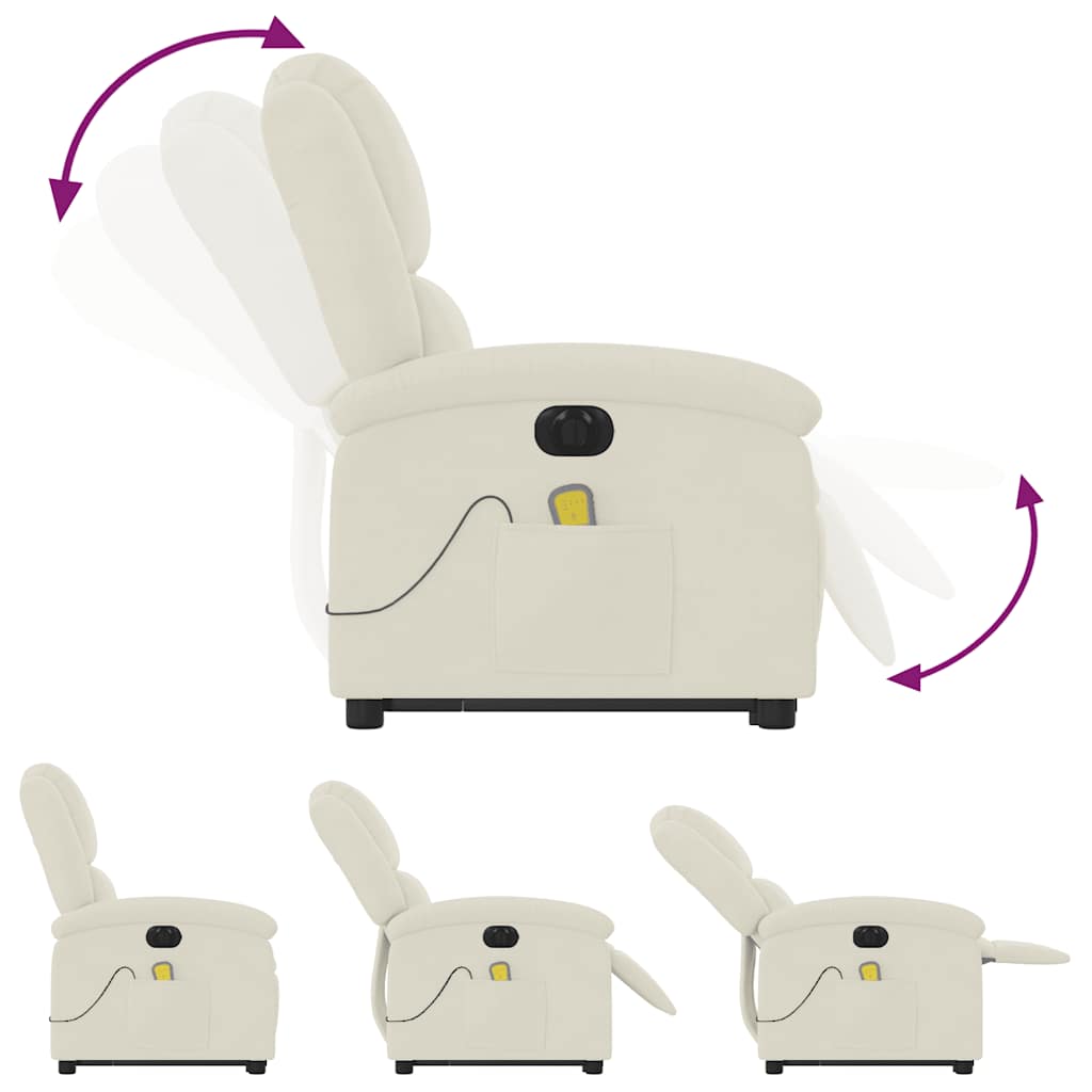 Sta-op-massagestoel elektrisch verstelbaar fluweel crèmekleurig is nu te koop bij PeponiXL, paradijselijk wonen!