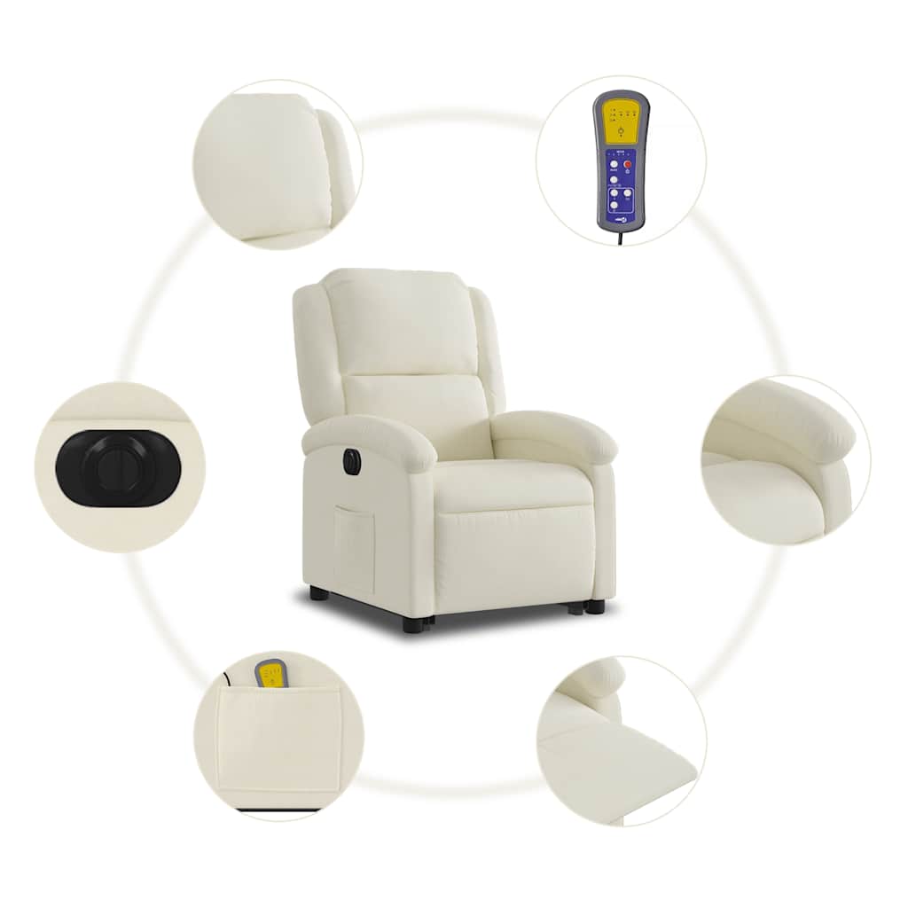 Sta-op-massagestoel elektrisch verstelbaar fluweel crèmekleurig is nu te koop bij PeponiXL, paradijselijk wonen!
