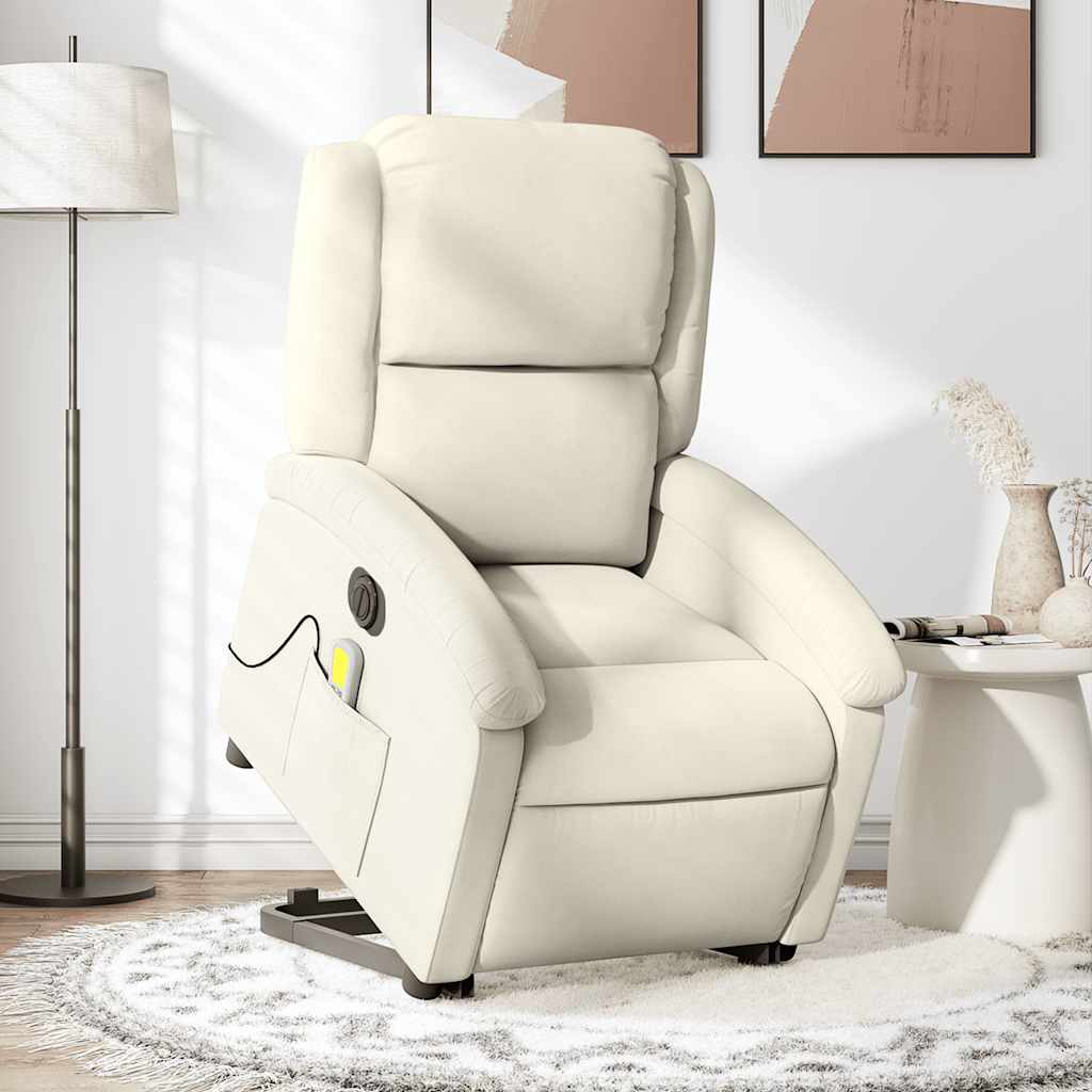 Sta-op-massagestoel elektrisch verstelbaar fluweel crèmekleurig is nu te koop bij PeponiXL, paradijselijk wonen!