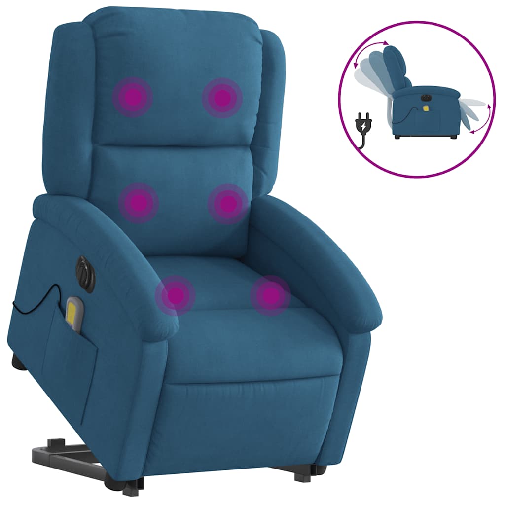 Sta-op-massagestoel elektrisch verstelbaar fluweel blauw is nu te koop bij PeponiXL, paradijselijk wonen!