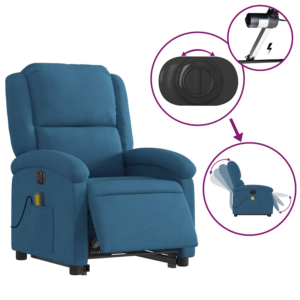 Sta-op-massagestoel elektrisch verstelbaar fluweel blauw is nu te koop bij PeponiXL, paradijselijk wonen!
