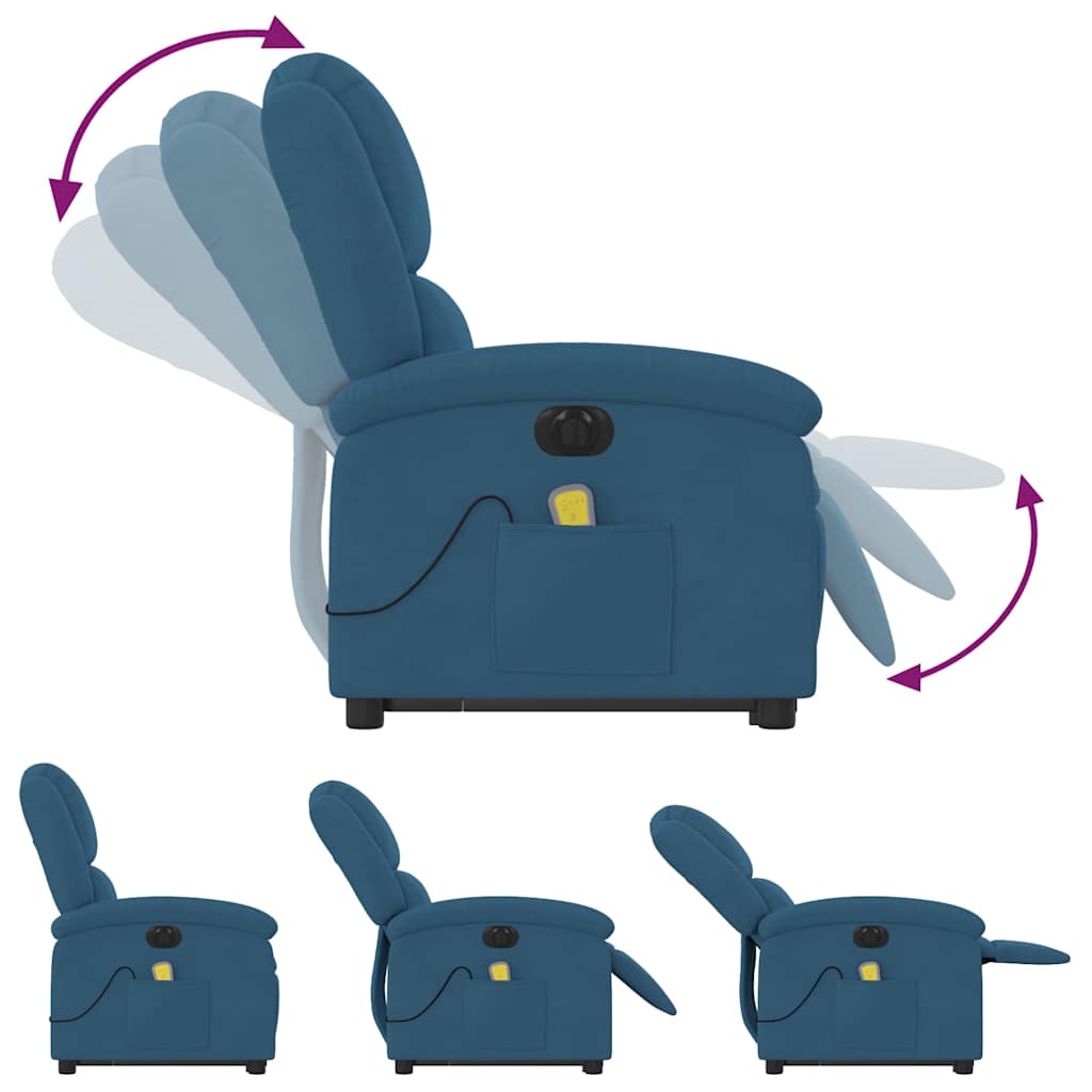 Sta-op-massagestoel elektrisch verstelbaar fluweel blauw is nu te koop bij PeponiXL, paradijselijk wonen!