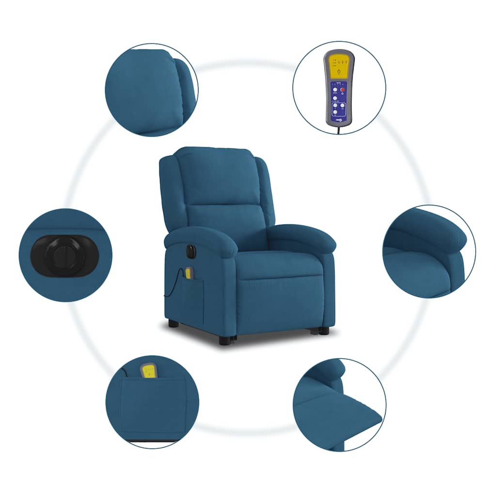 Sta-op-massagestoel elektrisch verstelbaar fluweel blauw is nu te koop bij PeponiXL, paradijselijk wonen!