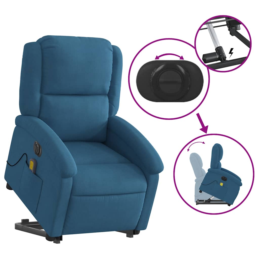 Sta-op-massagestoel elektrisch verstelbaar fluweel blauw is nu te koop bij PeponiXL, paradijselijk wonen!