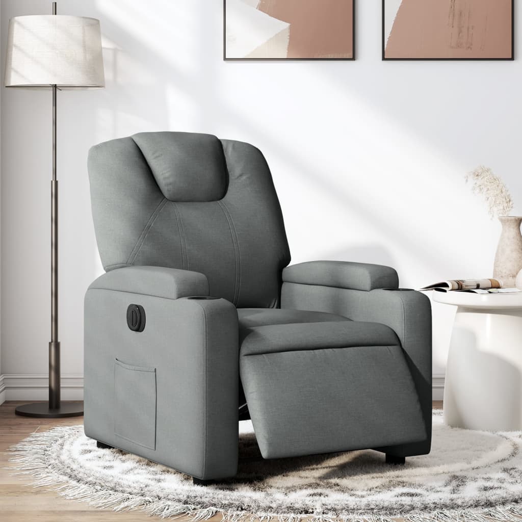 Fauteuil elektrisch verstelbaar stof donkergrijs is nu te koop bij PeponiXL, paradijselijk wonen!