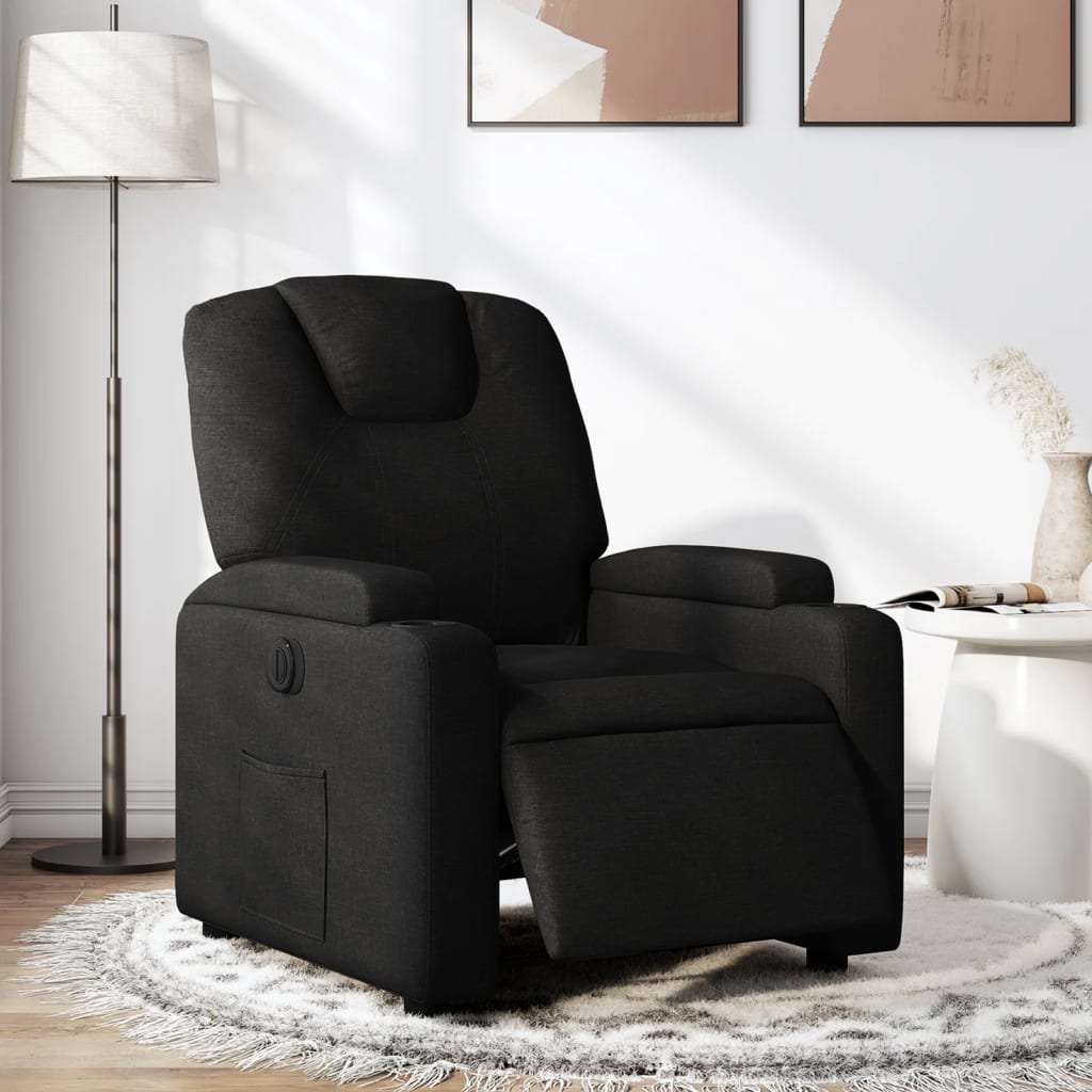 Fauteuil verstelbaar elektrisch stof zwart is nu te koop bij PeponiXL, paradijselijk wonen!