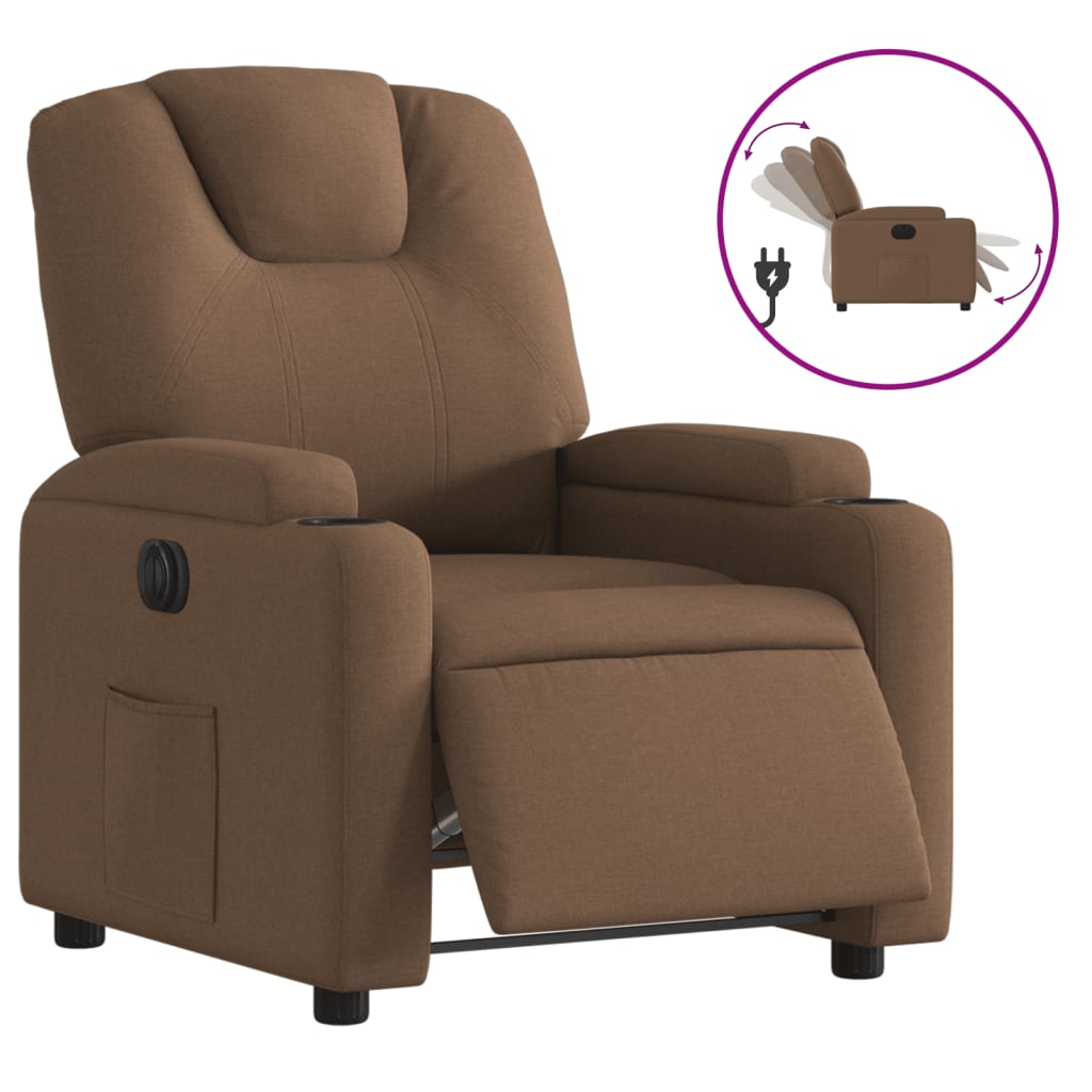 Fauteuil verstelbaar elektrisch stof bruin is nu te koop bij PeponiXL, paradijselijk wonen!