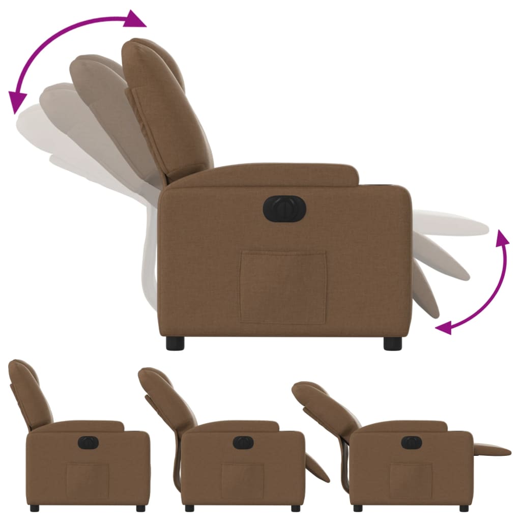 Fauteuil verstelbaar elektrisch stof bruin is nu te koop bij PeponiXL, paradijselijk wonen!