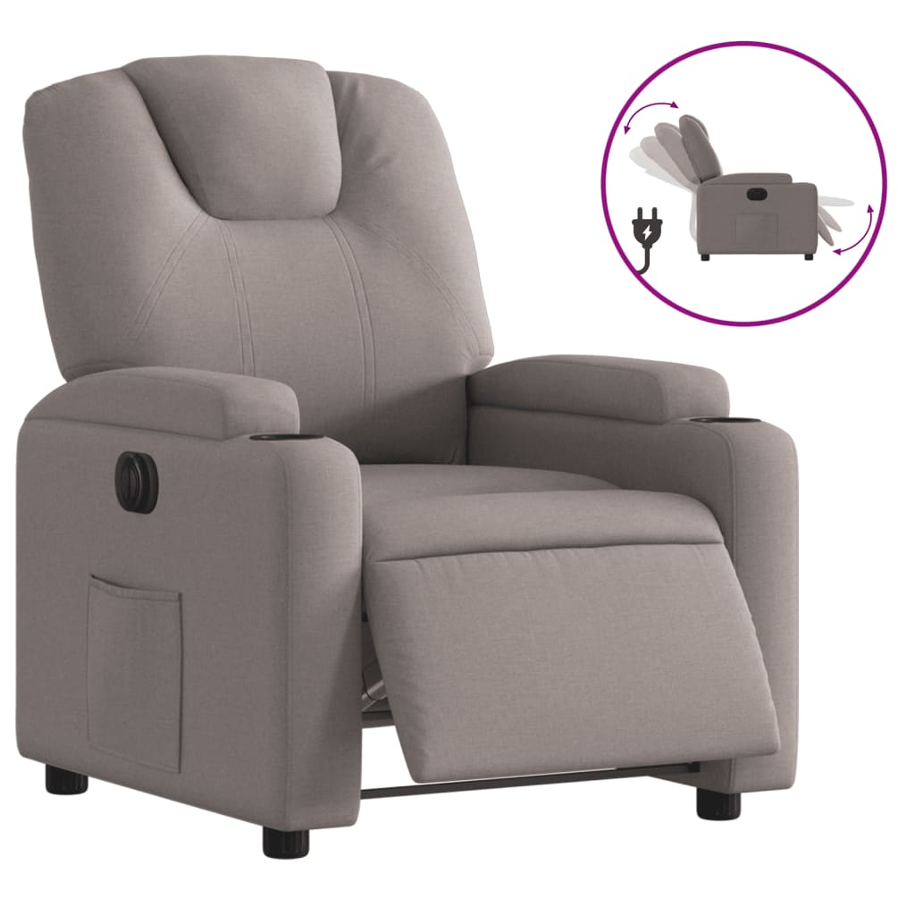 Fauteuil verstelbaar elektrisch stof taupe is nu te koop bij PeponiXL, paradijselijk wonen!