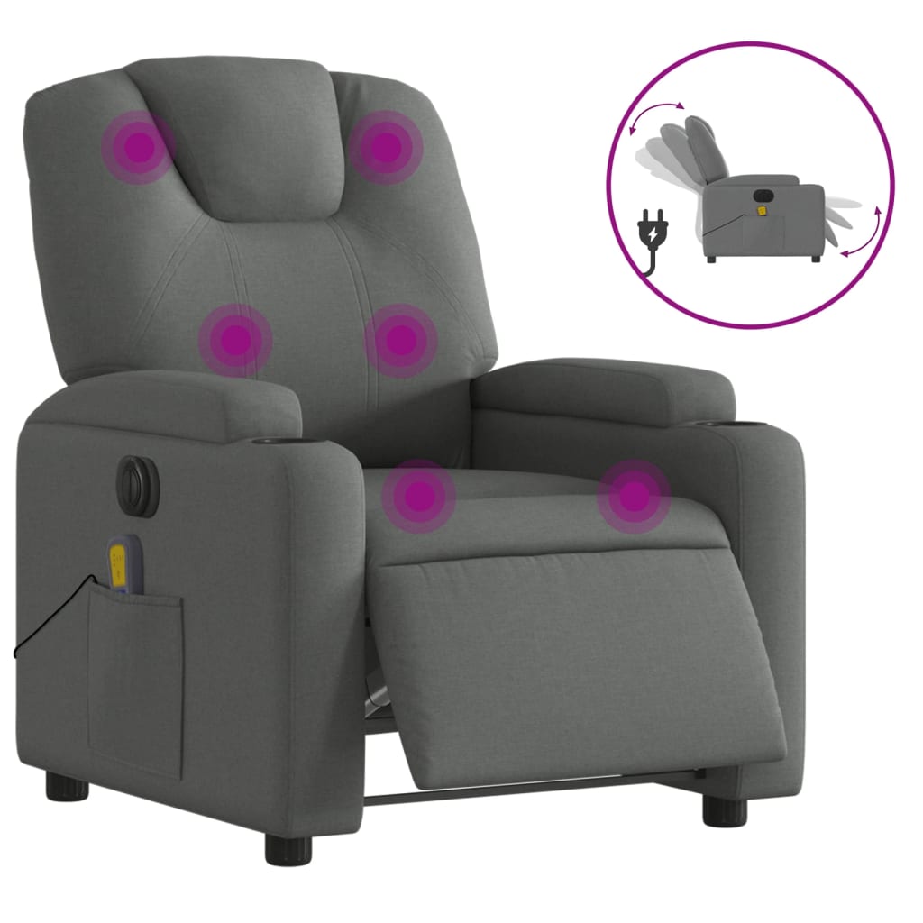 Massagestoel elektrisch verstelbaar stof donkergrijs is nu te koop bij PeponiXL, paradijselijk wonen!