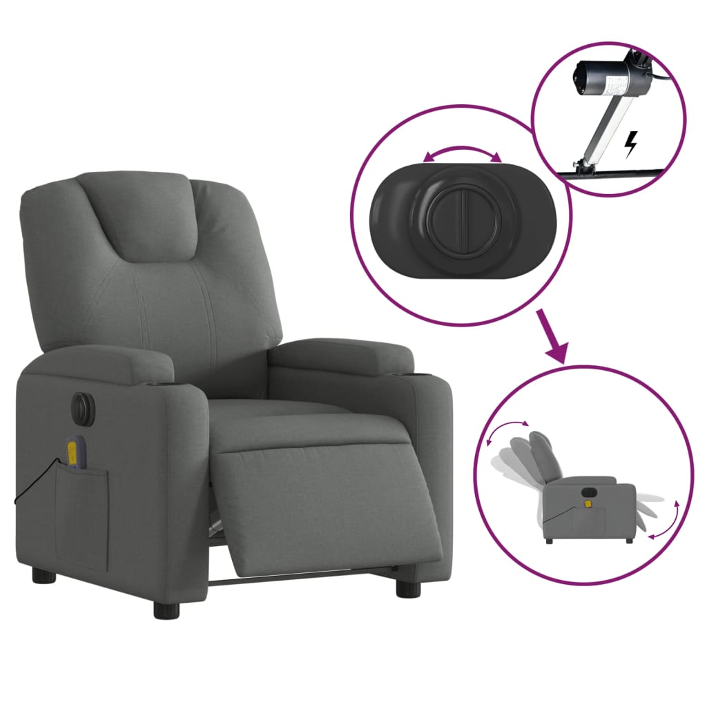 Massagestoel elektrisch verstelbaar stof donkergrijs is nu te koop bij PeponiXL, paradijselijk wonen!