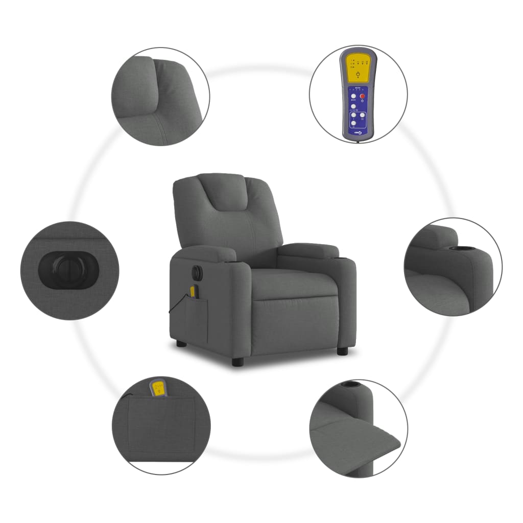Massagestoel elektrisch verstelbaar stof donkergrijs is nu te koop bij PeponiXL, paradijselijk wonen!