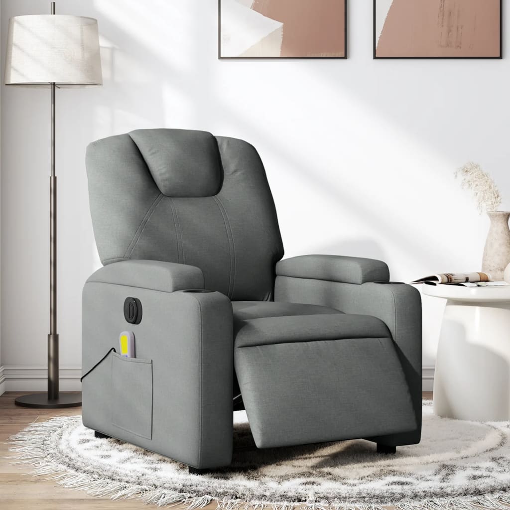 Massagestoel elektrisch verstelbaar stof donkergrijs is nu te koop bij PeponiXL, paradijselijk wonen!