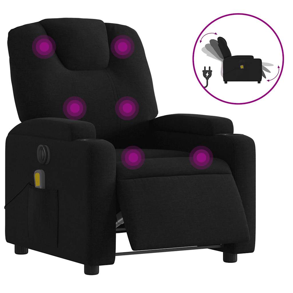 Massagestoel elektrisch verstelbaar stof zwart is nu te koop bij PeponiXL, paradijselijk wonen!