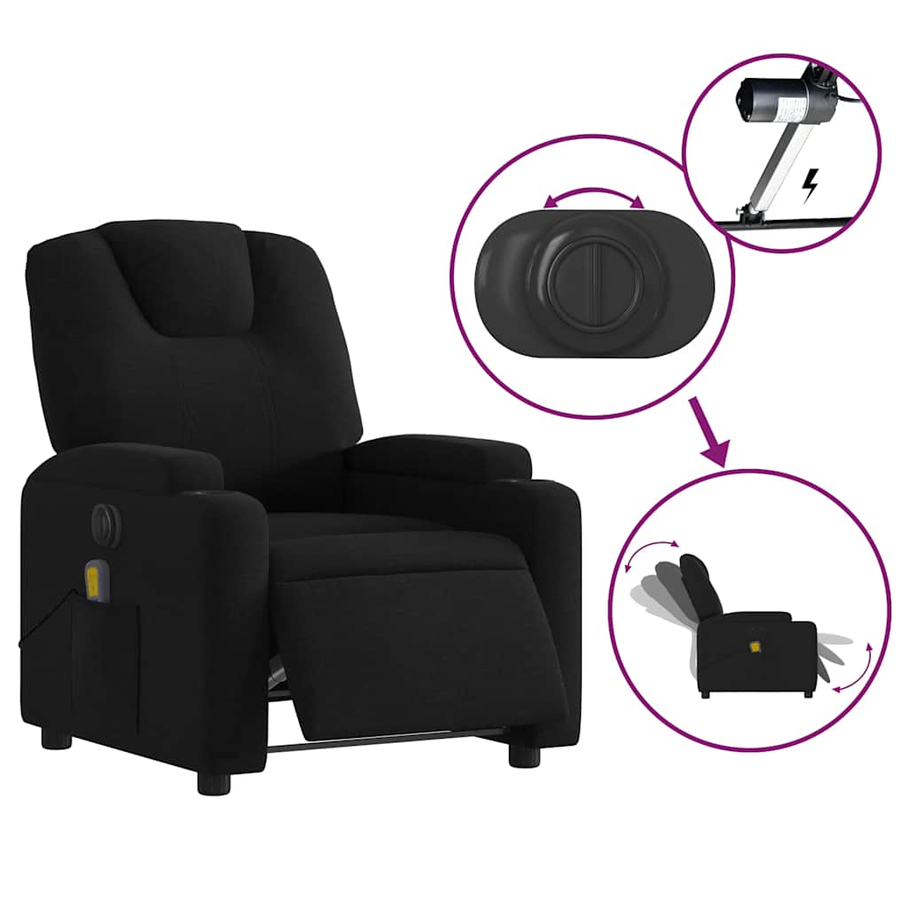 Massagestoel elektrisch verstelbaar stof zwart is nu te koop bij PeponiXL, paradijselijk wonen!