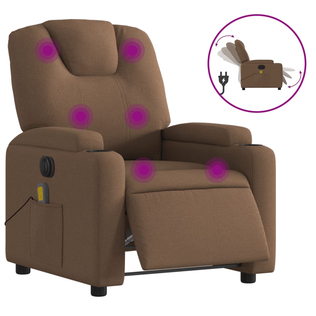 Massagestoel elektrisch verstelbaar stof bruin is nu te koop bij PeponiXL, paradijselijk wonen!