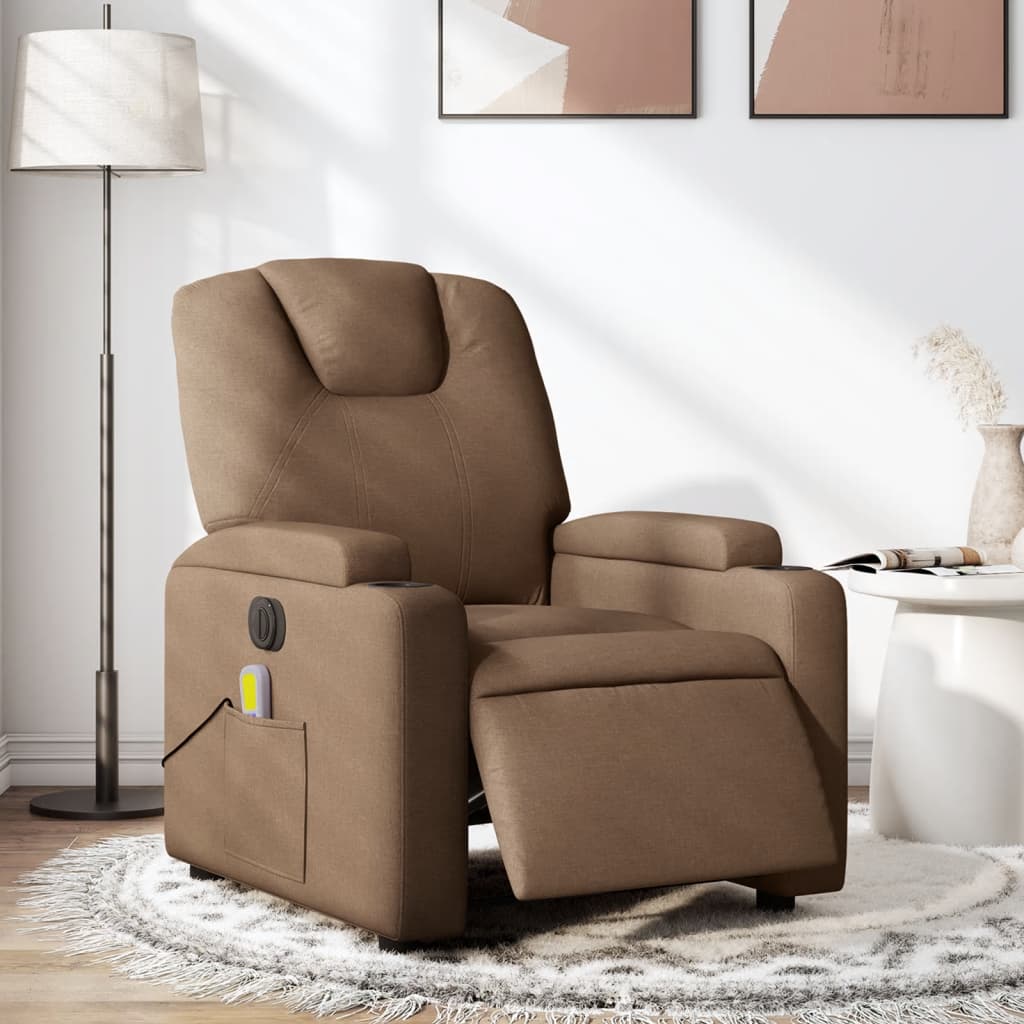 Massagestoel elektrisch verstelbaar stof bruin is nu te koop bij PeponiXL, paradijselijk wonen!