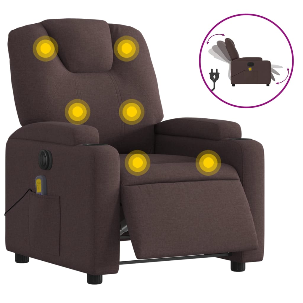 Massagestoel elektrisch verstelbaar stof donkerbruin is nu te koop bij PeponiXL, paradijselijk wonen!