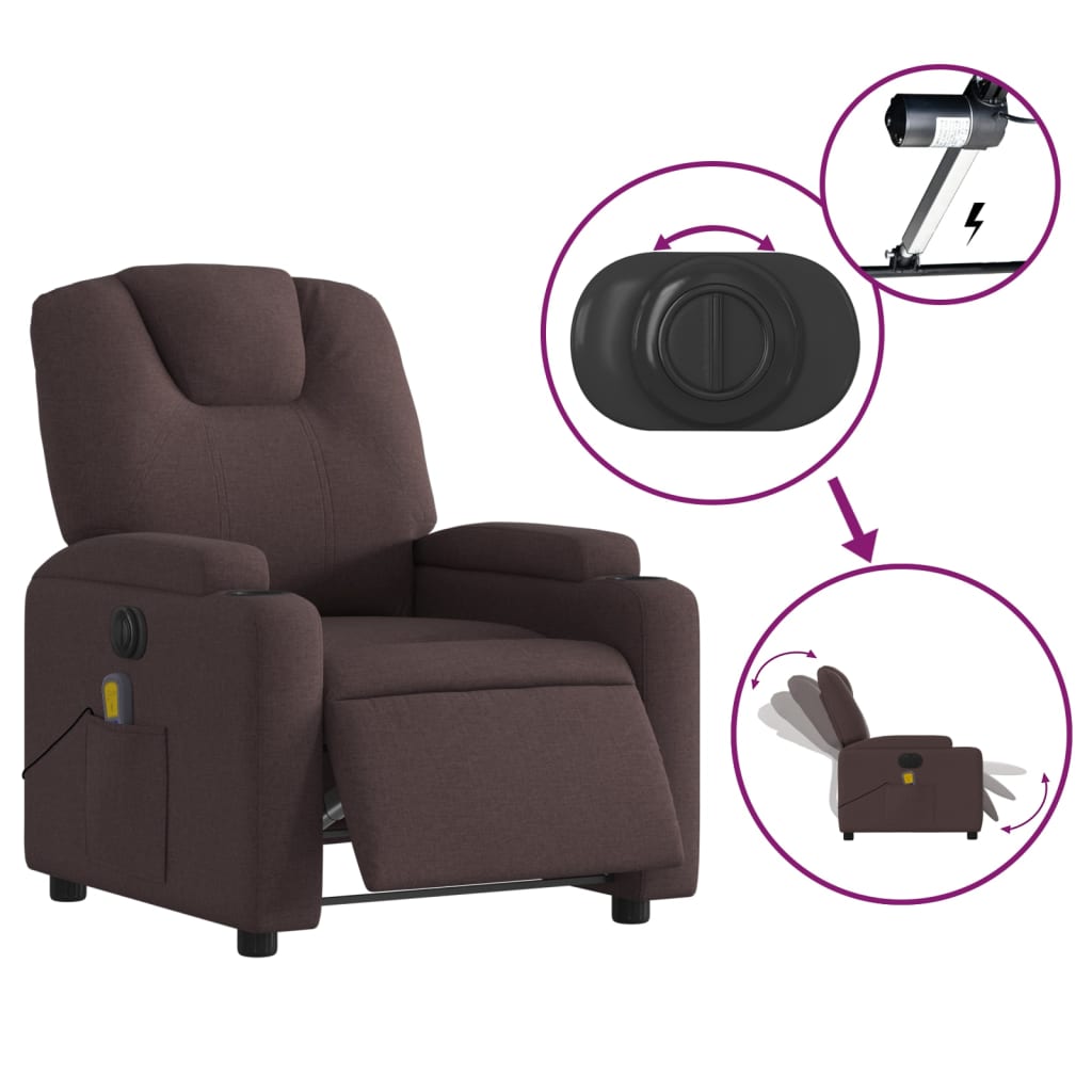 Massagestoel elektrisch verstelbaar stof donkerbruin is nu te koop bij PeponiXL, paradijselijk wonen!