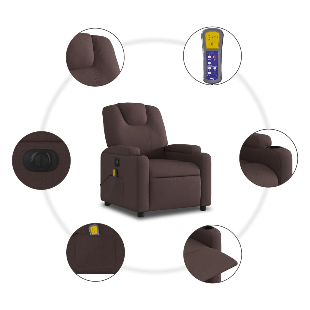 Massagestoel elektrisch verstelbaar stof donkerbruin is nu te koop bij PeponiXL, paradijselijk wonen!