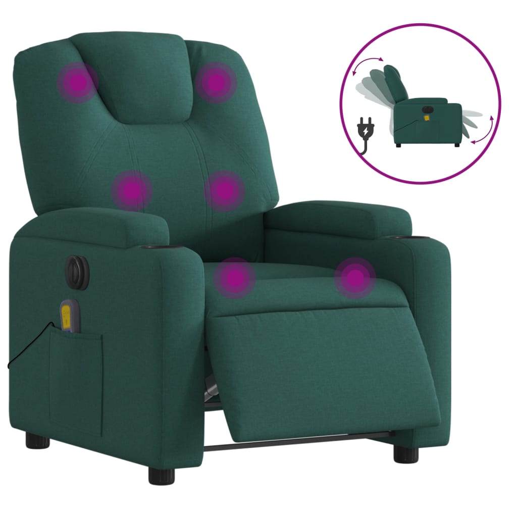 Massagestoel elektrisch verstelbaar stof donkergroen is nu te koop bij PeponiXL, paradijselijk wonen!