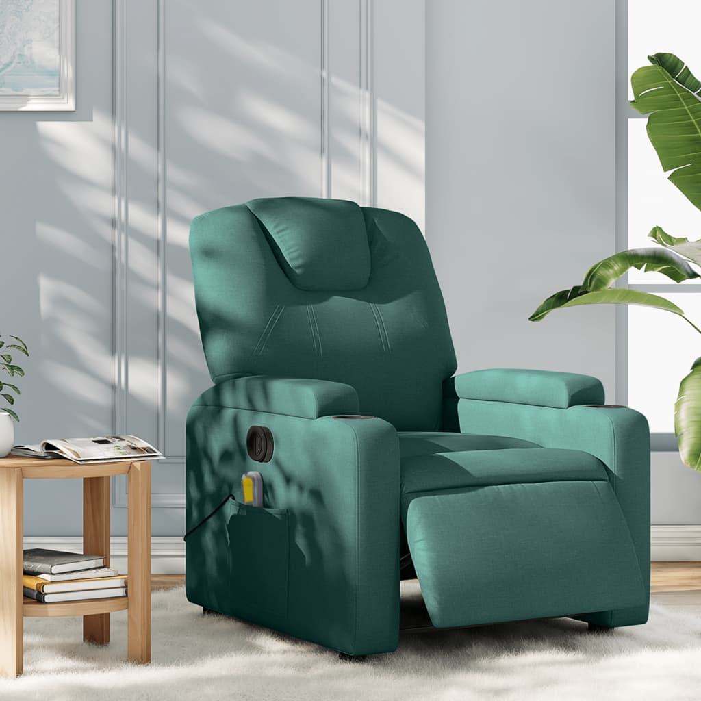 Massagestoel elektrisch verstelbaar stof donkergroen is nu te koop bij PeponiXL, paradijselijk wonen!