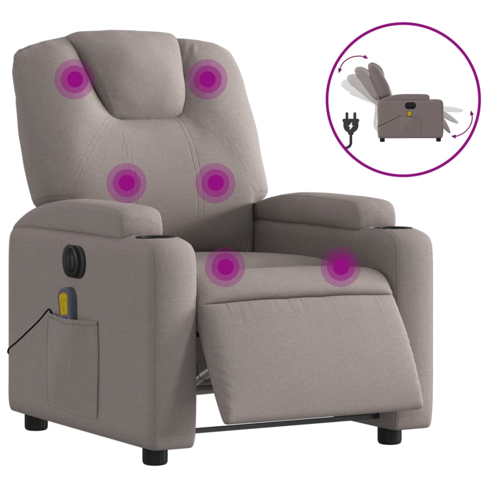 Massagestoel elektrisch verstelbaar stof taupe is nu te koop bij PeponiXL, paradijselijk wonen!