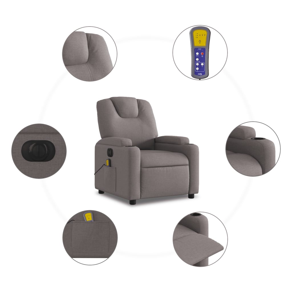 Massagestoel elektrisch verstelbaar stof taupe is nu te koop bij PeponiXL, paradijselijk wonen!