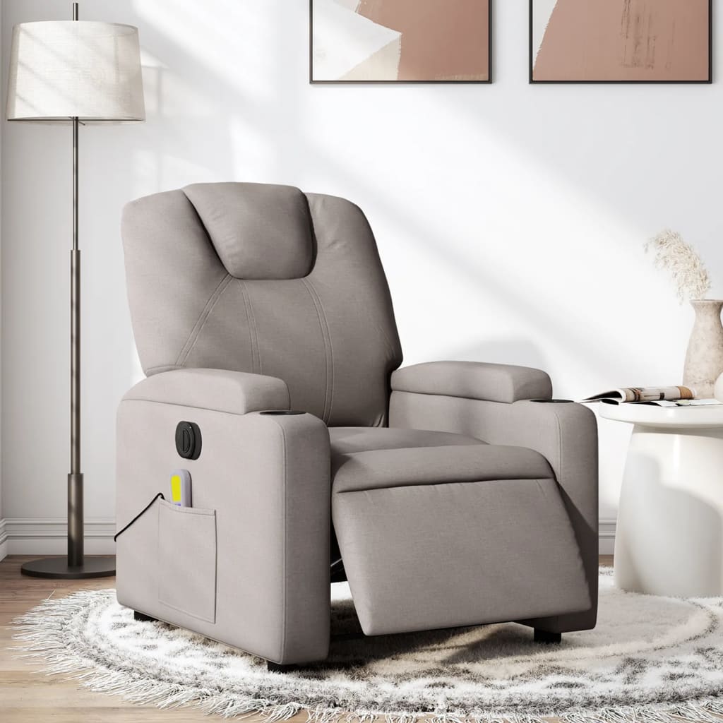 Massagestoel elektrisch verstelbaar stof taupe is nu te koop bij PeponiXL, paradijselijk wonen!