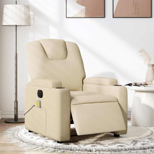 Massagestoel elektrisch verstelbaar stof crèmekleurig is nu te koop bij PeponiXL, paradijselijk wonen!