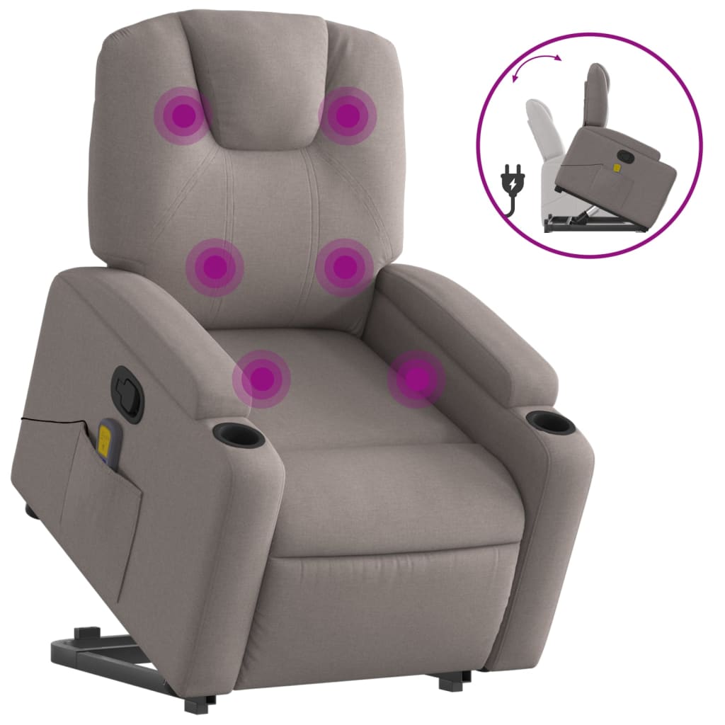 Sta-op-massagestoel verstelbaar stof taupe is nu te koop bij PeponiXL, paradijselijk wonen!