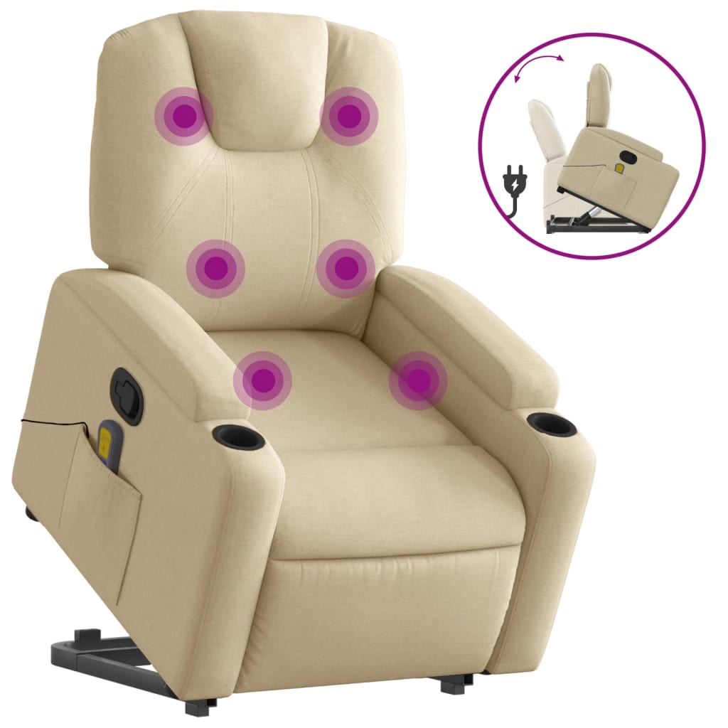 Sta-op-massagestoel verstelbaar stof crèmekleurig is nu te koop bij PeponiXL, paradijselijk wonen!