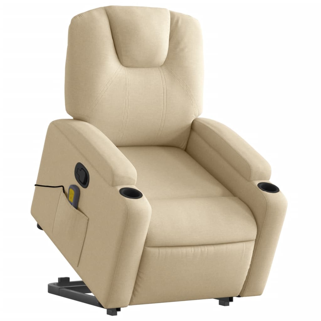 Sta-op-massagestoel verstelbaar stof crèmekleurig is nu te koop bij PeponiXL, paradijselijk wonen!