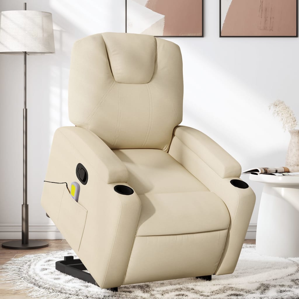 Sta-op-massagestoel verstelbaar stof crèmekleurig is nu te koop bij PeponiXL, paradijselijk wonen!