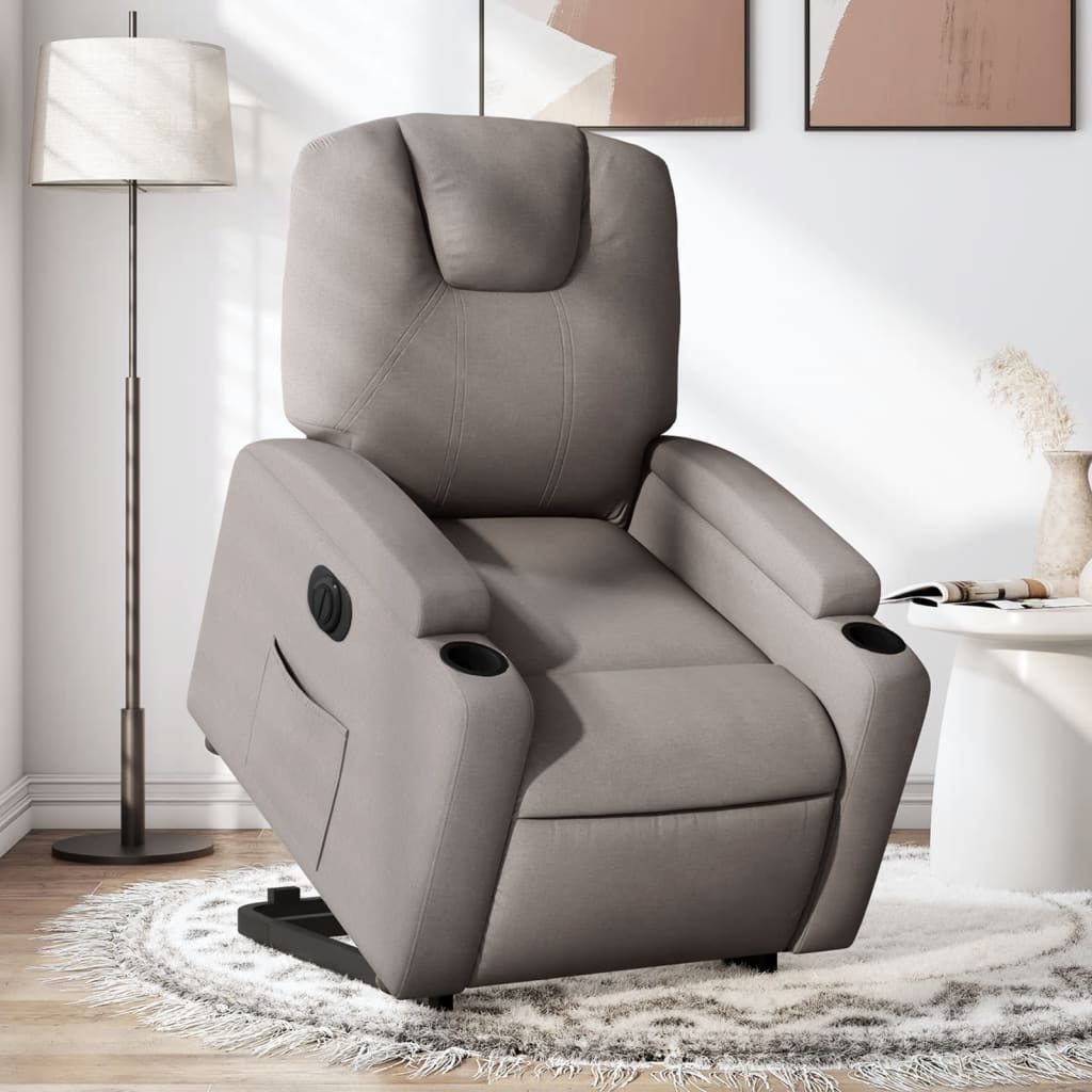 Sta-op-stoel elektrisch verstelbaar stof taupe is nu te koop bij PeponiXL, paradijselijk wonen!