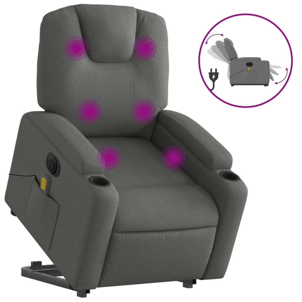 Sta-op-massagestoel elektrisch verstelbaar stof donkergrijs is nu te koop bij PeponiXL, paradijselijk wonen!