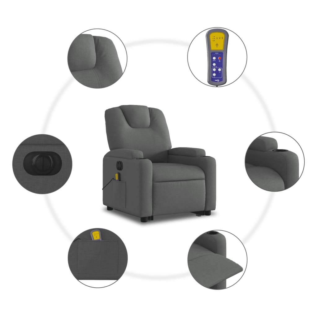 Sta-op-massagestoel elektrisch verstelbaar stof donkergrijs is nu te koop bij PeponiXL, paradijselijk wonen!